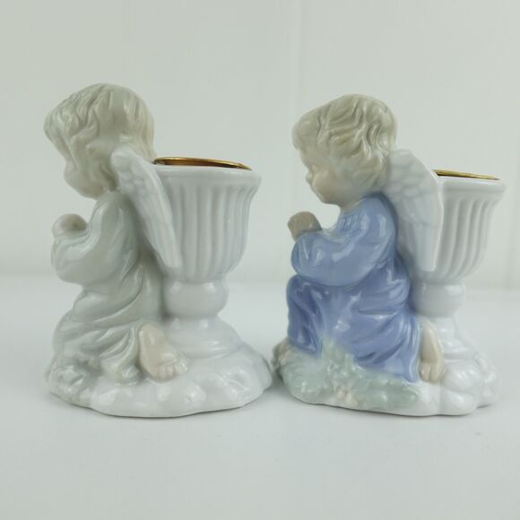 Angel Candleholders Kneeling Praying Set of 2 Vintage - Picture 5 of 8